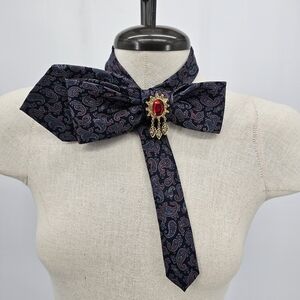 Upcycled Paisley Necktie Necklace Brooch Bow Tie